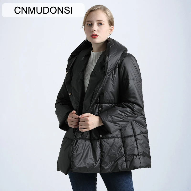 Новые модные зимние женские пальто CNMUDONSI, короткие водонепроницаемые стильные женские куртки, повседневные длинные стеганые куртки с капюшоном