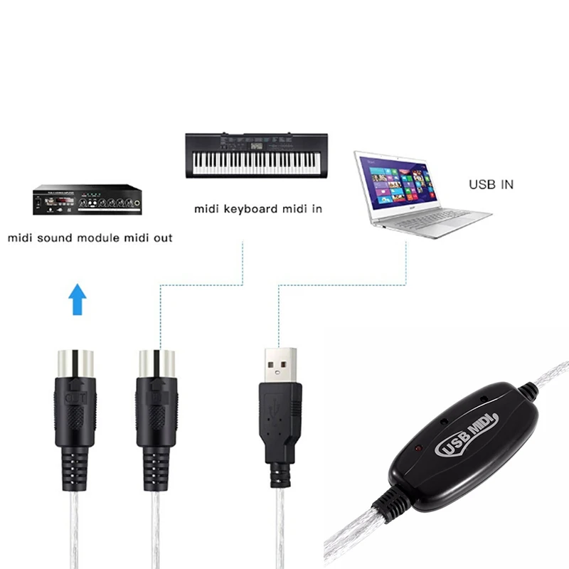 1 шт. USB кабель для интерфейса MIDI конвертер ПК музыкальная клавиатура адаптер Шнур
