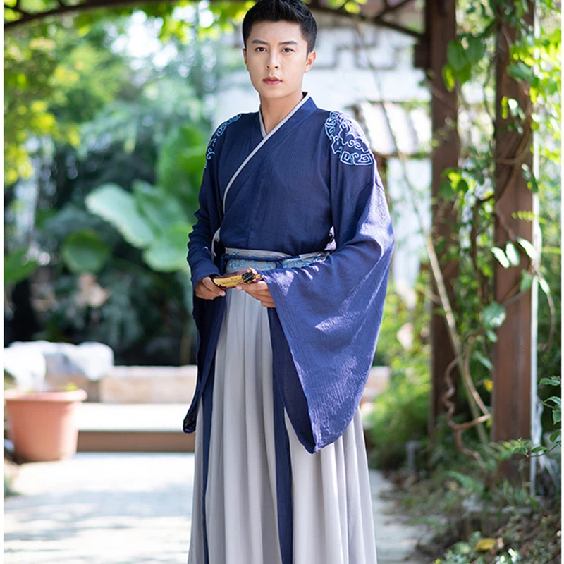 Hanfu мужские китайские танцевальные костюмы hmong одежда Китайский традиционный мужской костюм