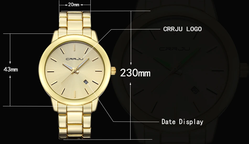 Luxury Brand CRRJU Quartz Watch Men Stainless Steel Business watch 30M waterproof Casual Sport relogio masculino Clock | Наручные часы