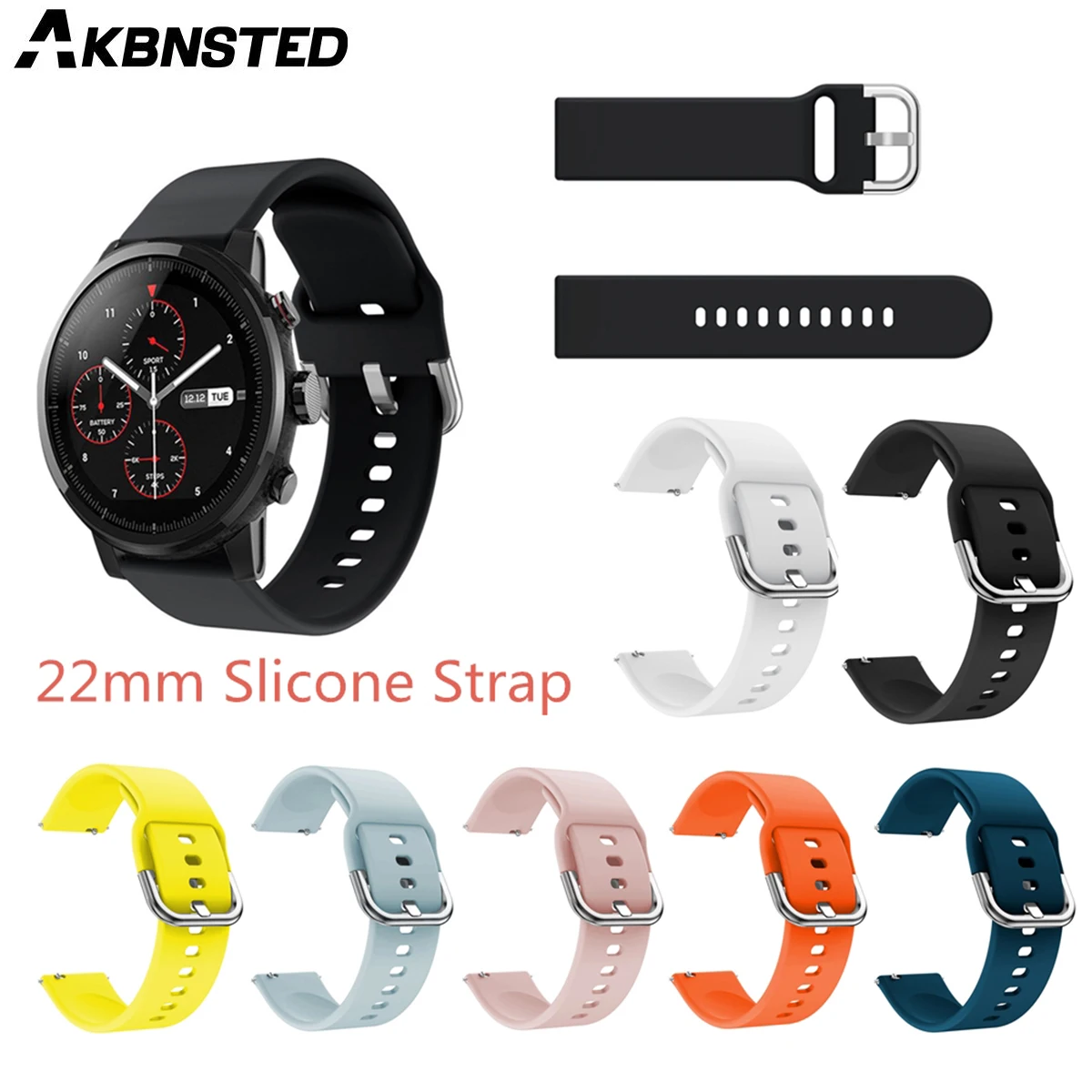 

AKBNSTED 22 мм Красочный мягкий силиконовый ремешок для часов Xiaomi Huami Amazfit Stratos Смарт-часы для Amazfit темп Stratos 2/2 S браслет