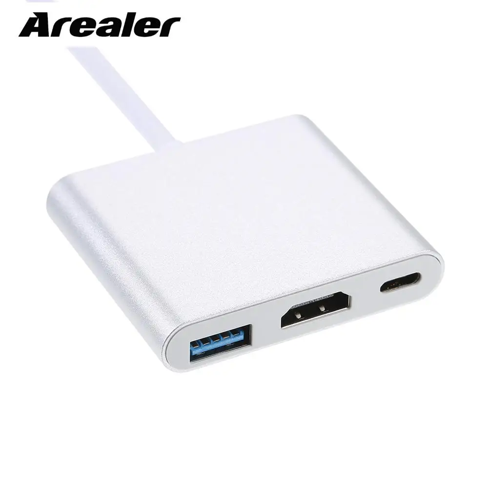 USB 3,1 Тип с разъемами типа C и USB 3,0/HD/Тип-C концентратор USB-C 3-в-1 адаптер ключ подставка с зарядным устройством для Macbook Pro, Dell XPS 13