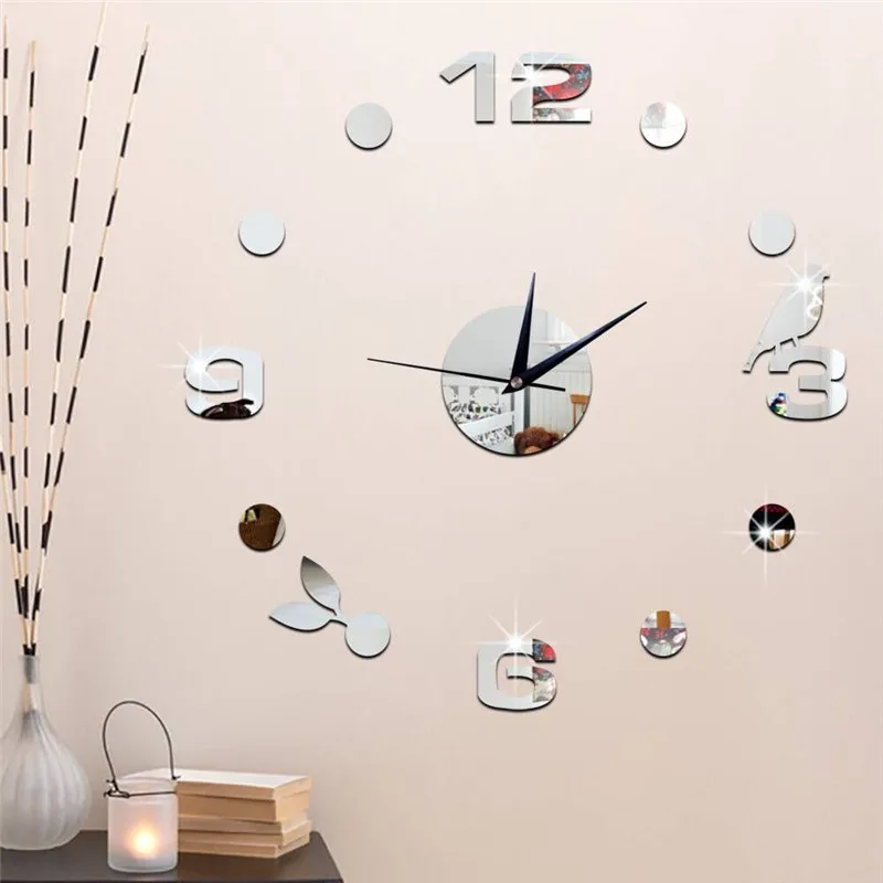 Настенные часы для дома, часы-наклейка, настенные часы Horloge 3D, сделай сам, акриловая Зеркальная Наклейка, украшение для дома, для гостиной, Кварцевая игла