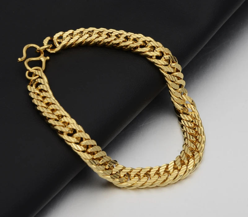 Крупные золотистые браслеты на цепочке для мужчин и женщин оптовая продажа