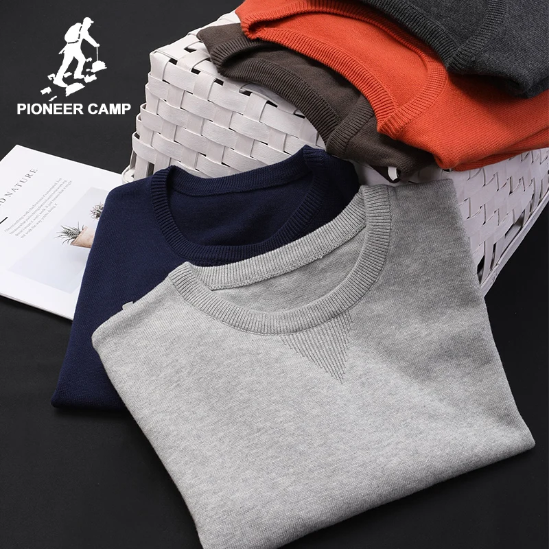 Мужской свитер Pioneer camp однотонный классический теплый из 100% хлопка