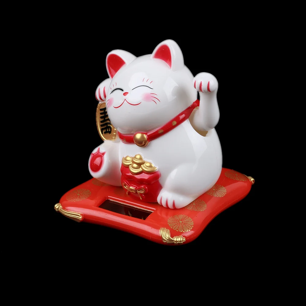 Maneki Neko черный/белый на солнечных батареях радушный Кот удача для дома автомобиля