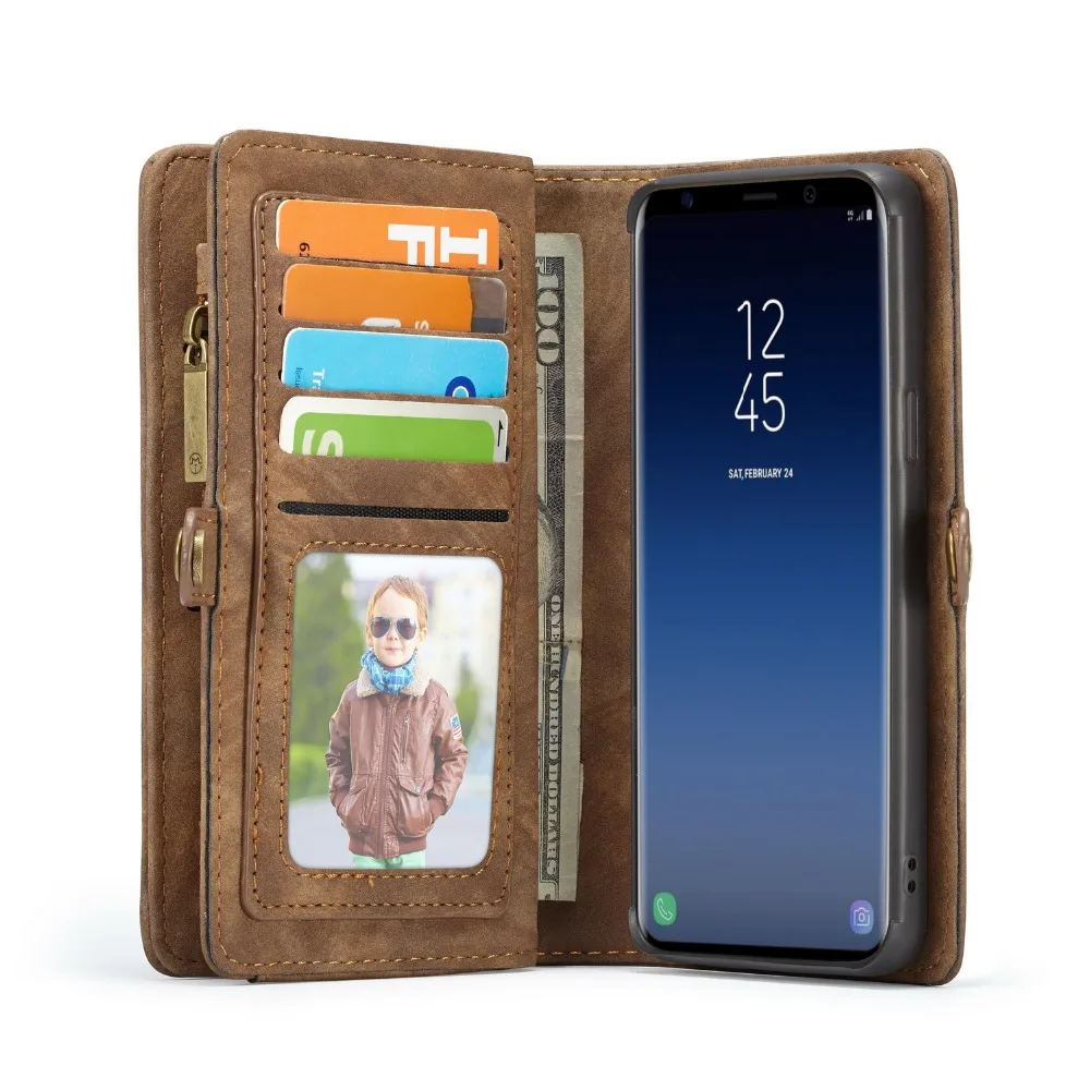 Для samsung S9 Plus молнии бумажник Folio Магнитная крышка чехол из натуральной кожи в