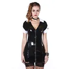 Женский костюм медсестры для косплея на Хэллоуин, сексуальный черный блестящий костюм медсестры из искусственной кожи и ПВХ