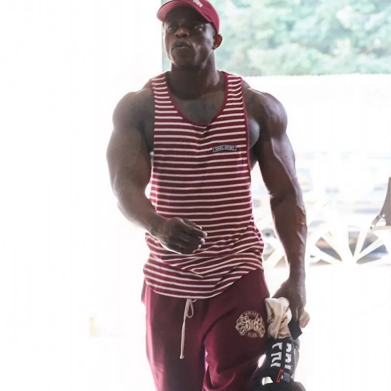 В полоску майка &quotбоксерка&quot Для мужчин s рубашки без рукавов хлопок Мужчин's