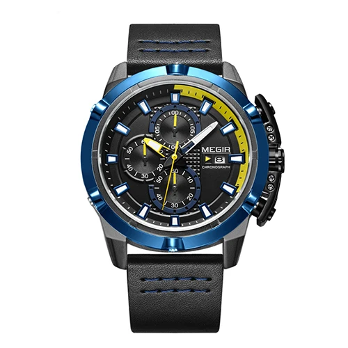 Blue MEGIR, мужские Кварцевые спортивные часы, Relogio Masculino, хронограф, военные армейские часы, часы для мужчин, лучший бренд, роскошные креативные часы для мужчин - Цвет: Blue