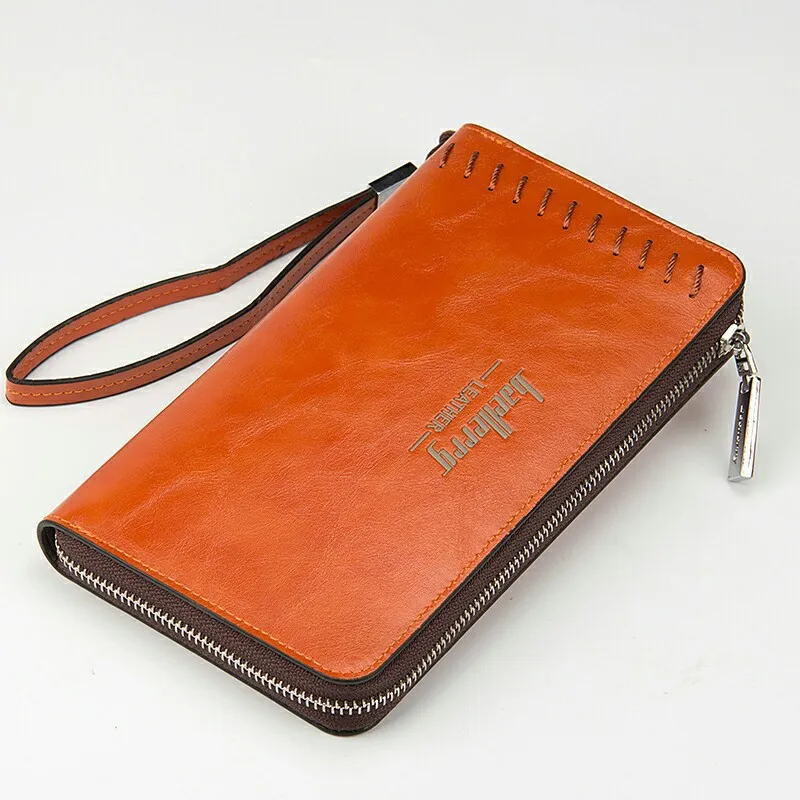 Кошелек Baellerry мужской вместительный кожаный коричневый на молнии | Багаж и сумки