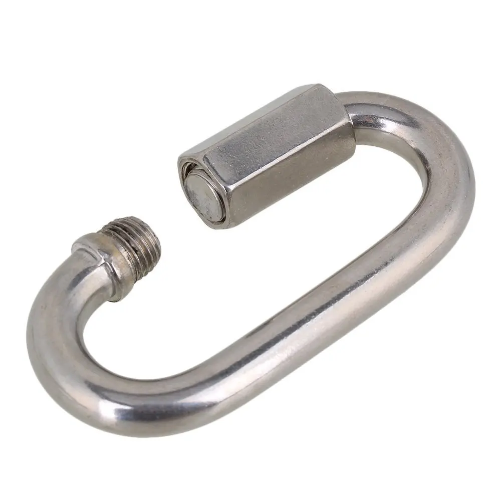 

M10 Silver 304 Stainless Steel Carabiner Spring Camping Climbing Secure Lock Snap Hook Eyelet Link 1pcs