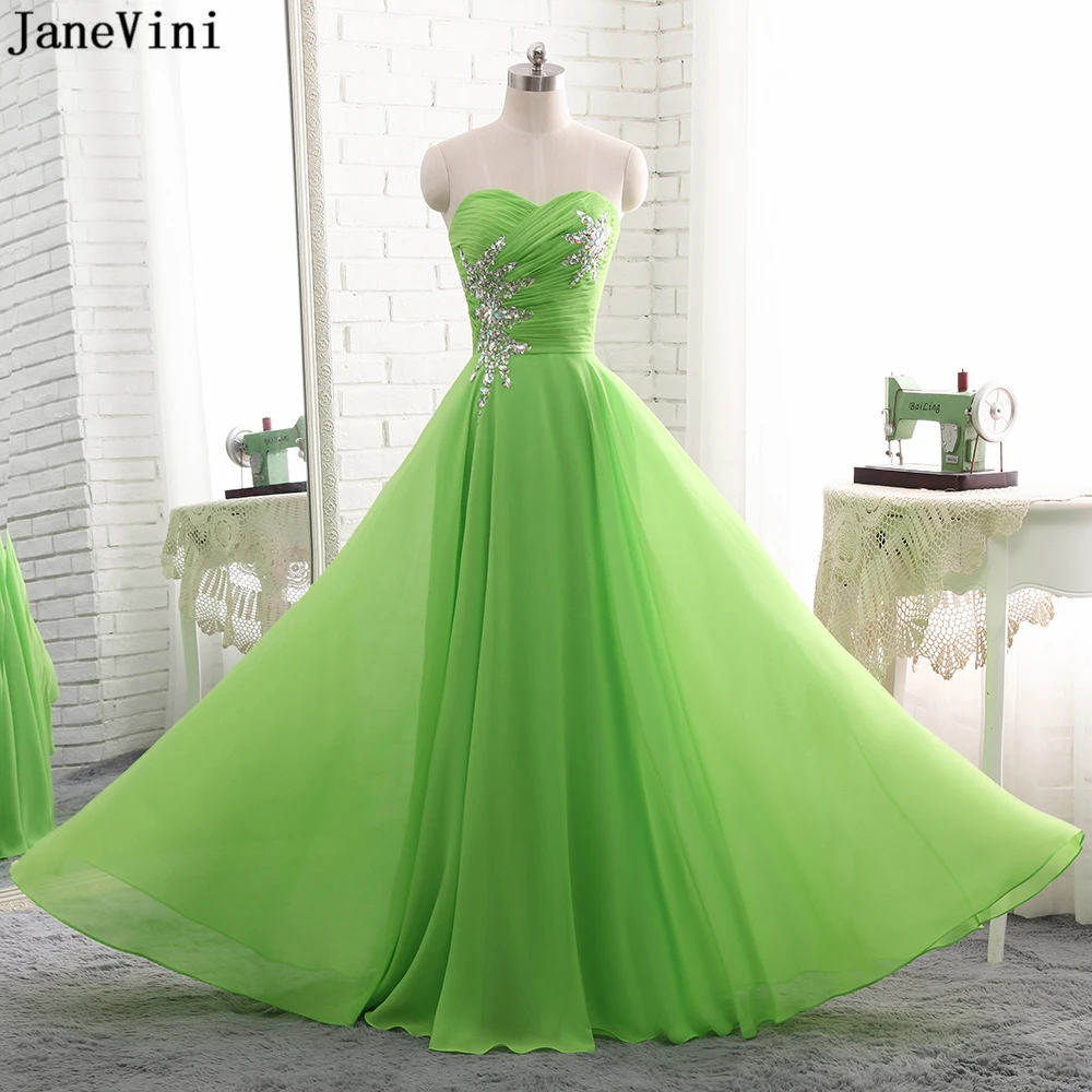 Шифоновое длинное платье подружки невесты jaevini элегантное зеленое