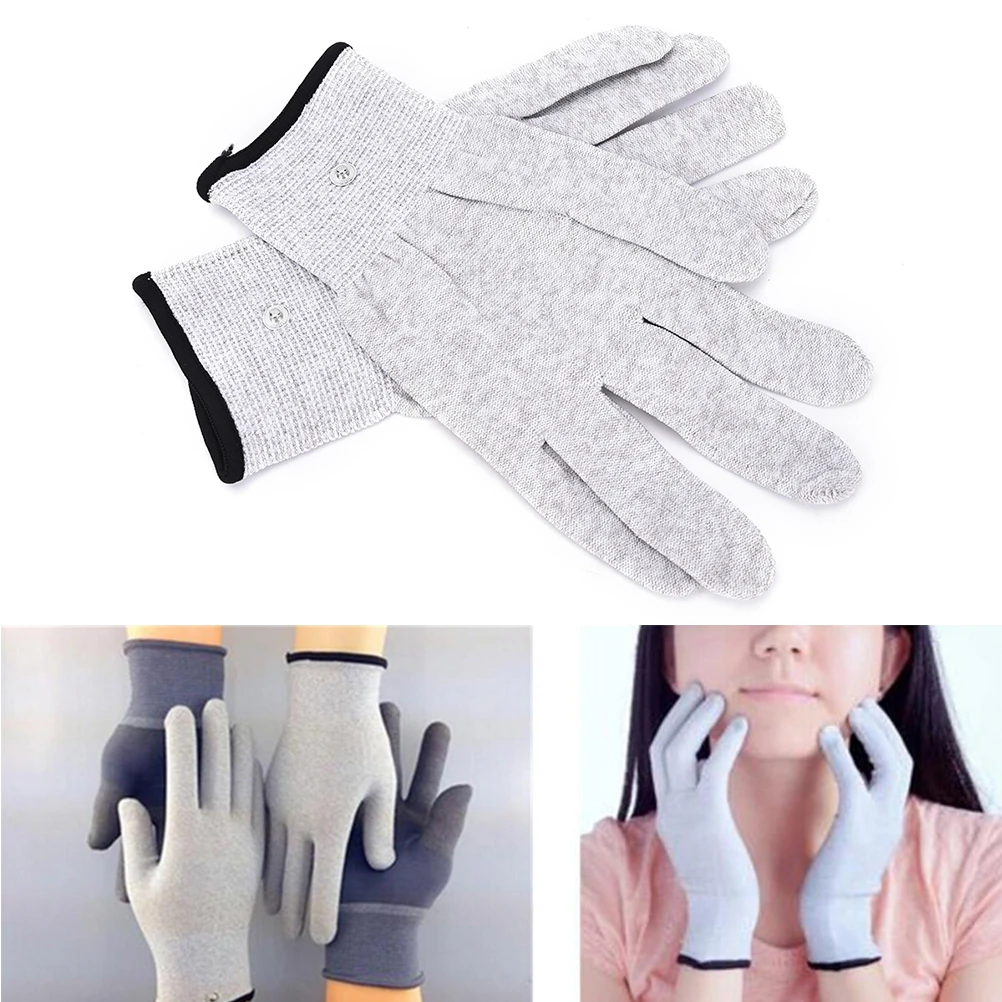 

1Pair Massage Gloves For Relax Magic Pulse Fiber Conductive Electro therapy Silver Massage Electrode Gloves