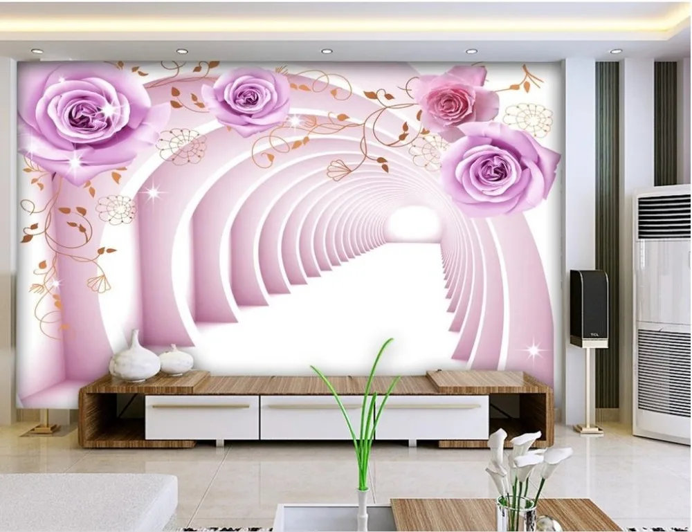 3d обои на заказ фотообои с фиолетовой розой для гостиной украшения дома|3d wallpaper