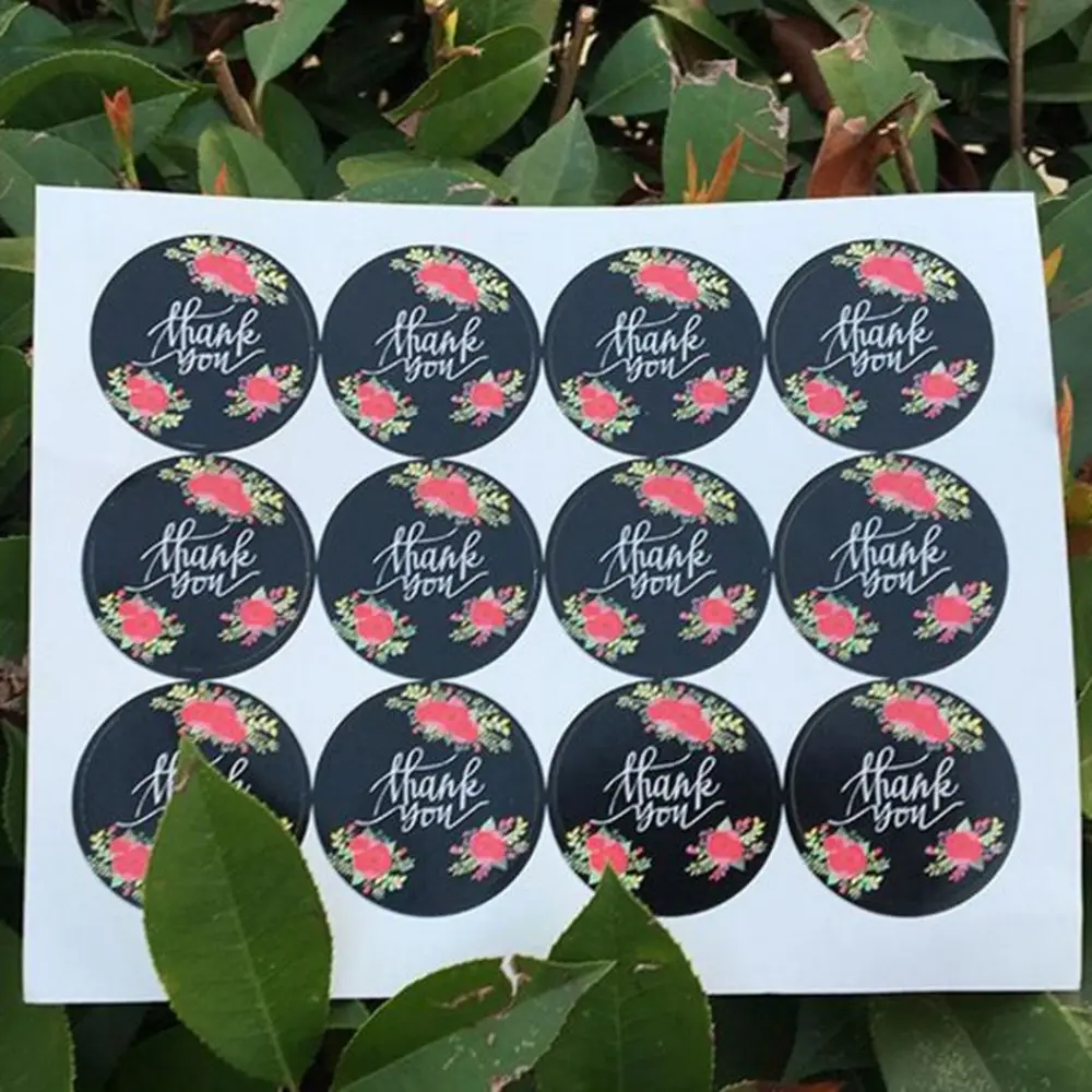 120 pcs/lot Cute Flower Thank You Series Round Seal Sticker Mutifunction DIY Decorative Gifts Package Labels | Дом и сад