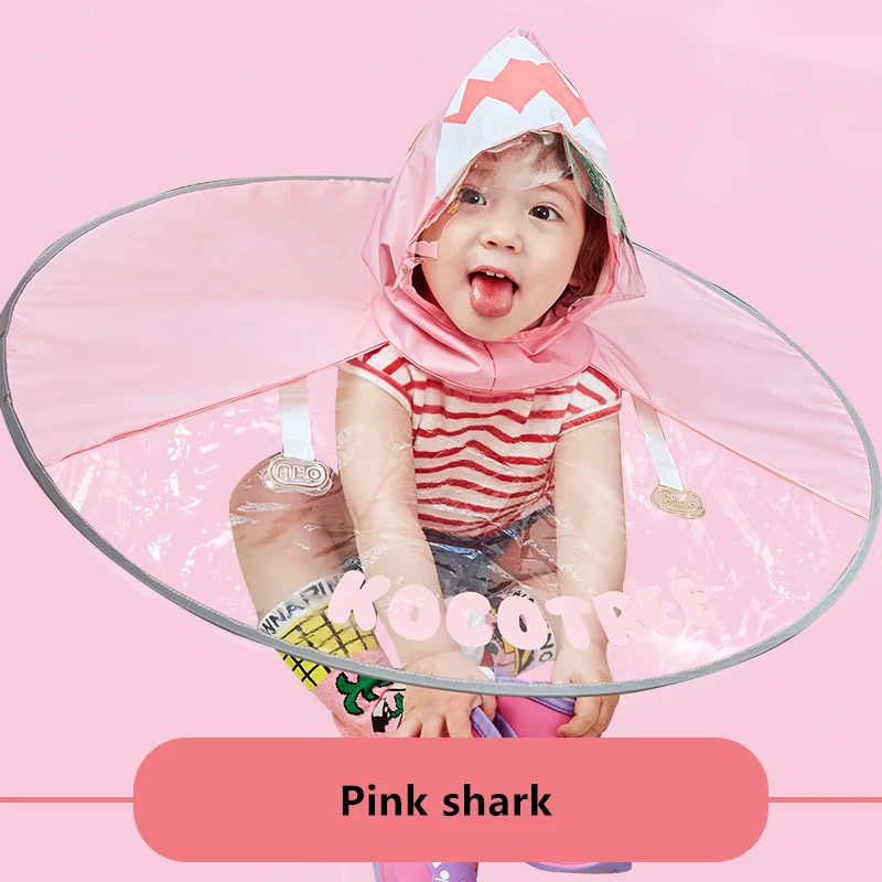 Pink shark Детский дождевик UFO с голубыми динозаврами, дождевик, детский зонт, пустые руки, дети на открытом воздухе, наслаждайтесь играми, игрушки, детский дождевик - Цвет: Pink shark