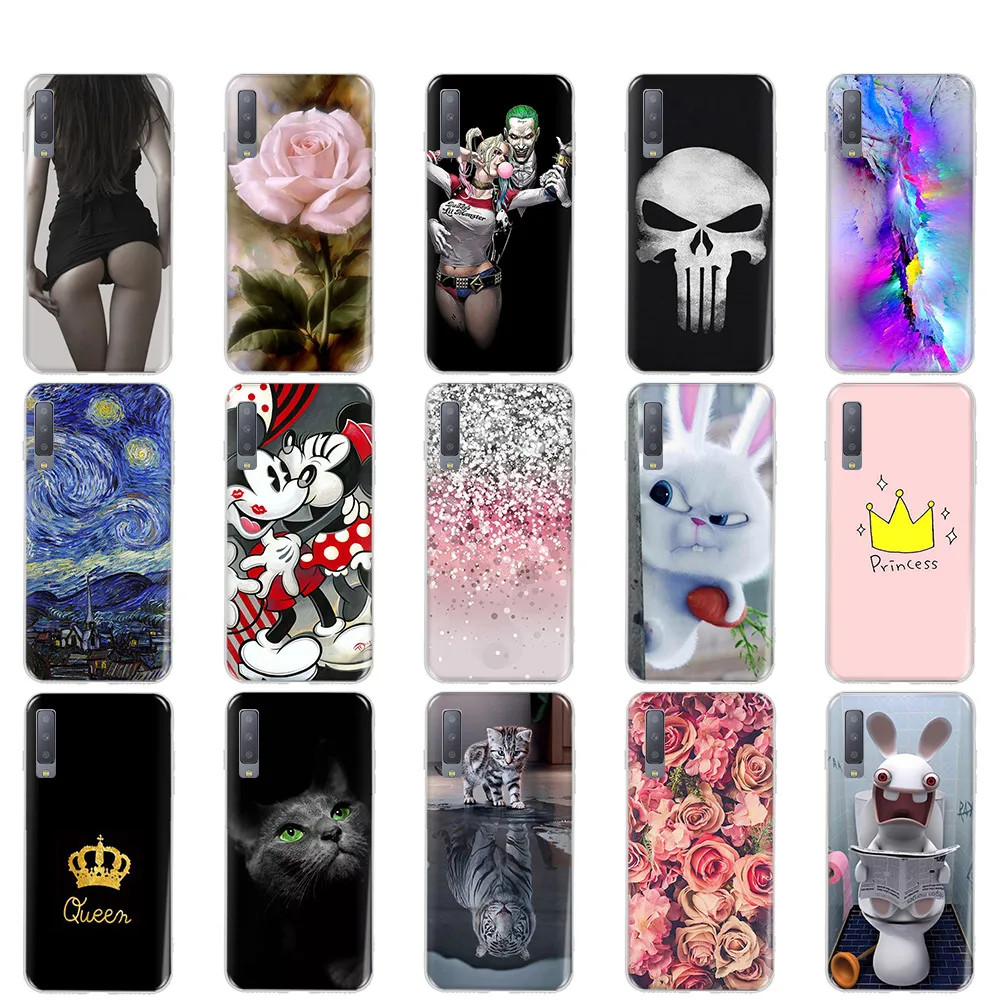 For Samsung A7 2018 Case Silicone Painting Soft Coque Galaxy Cover Tiger Cool A750 6.0'' Hoesje A 7 7A |