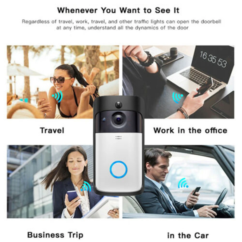 1080P умный дверной звонок с Wi Fi ИК сигнализация беспроводная видео камера домофон