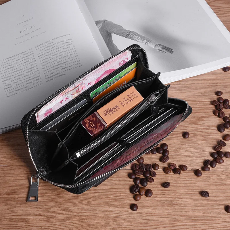 Кошелек мужской из натуральной кожи длинный на молнии | Багаж и сумки