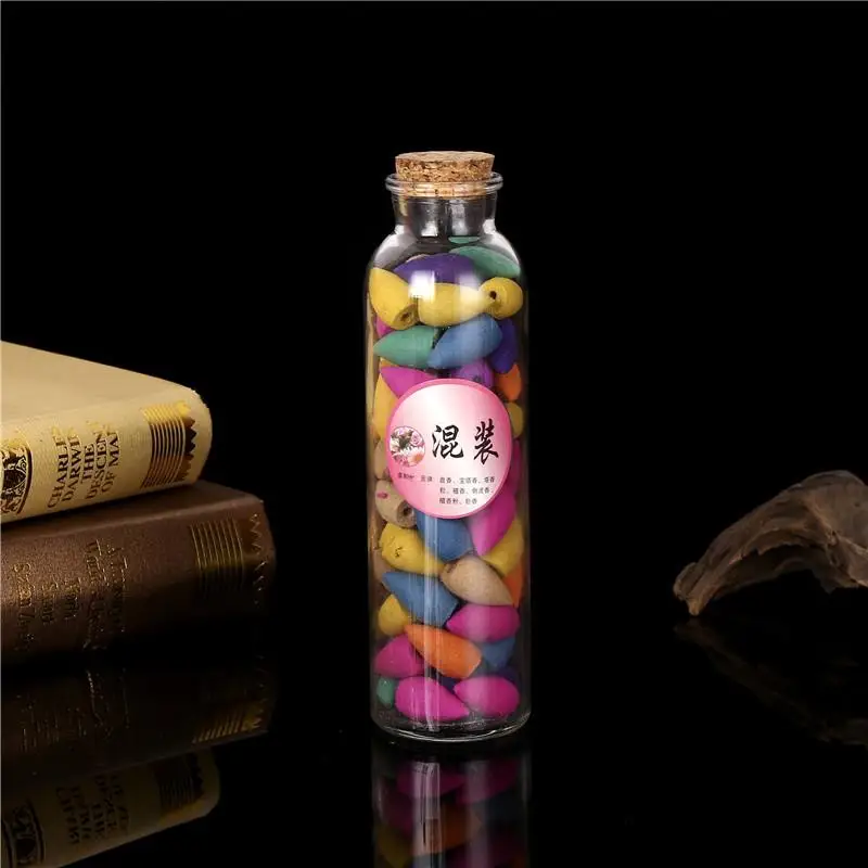 

66pcs/Box Cone Incense Tower 5-10min Burning Tray Colorful Fragrance Incense Mixed Scent Aromatherapy Fresh Air Aroma Spice Gift