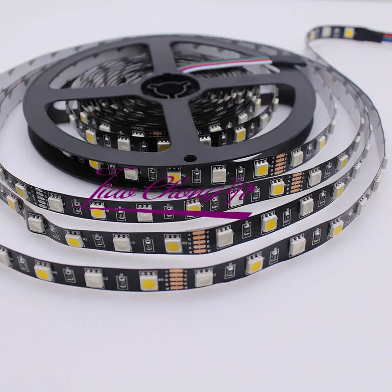 5 м 60 светодиодов/м 5050 RGBW водонепроницаемый IP20/IP65 черный/белый PCB RGB + белый/теплый