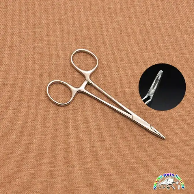 Stainless steel Иглодержатель из нержавеющей стали хирургический шовный Иглодержатель щипцы косметическое оборудование ветеринарный инструмент - Цвет: Stainless steel