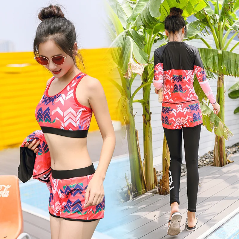 Подростковый купальник Rashguard купальный костюм для женщин с длинным рукавом Plavky купальники полный раздельный танкини больших размеров