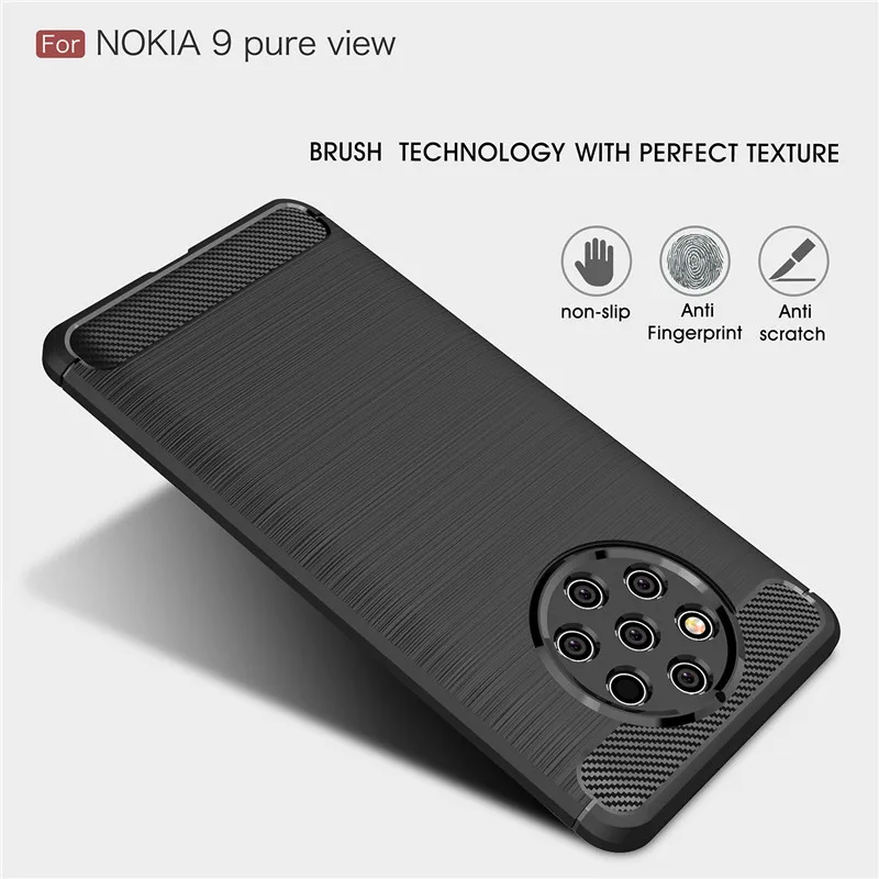 Чехол для Nokia 9 Pure View Мягкий Роскошный резиновый чехол телефона задняя крышка Shell