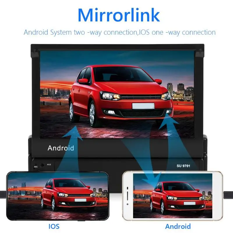 VODOOL SU 9701 1 Din 7 дюймовый Ручной Телескопический экран Android автомобильное радио