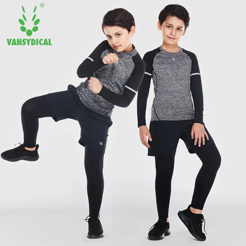 Vansydical спортивные костюмы для мальчиков дышащие компрессионные колготки бега 3