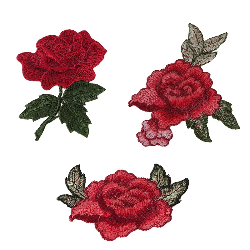 Rose Flower Embroidery Fabric Sew On Patch Bag Hat Clothes Dress Applique Craft | Дом и сад