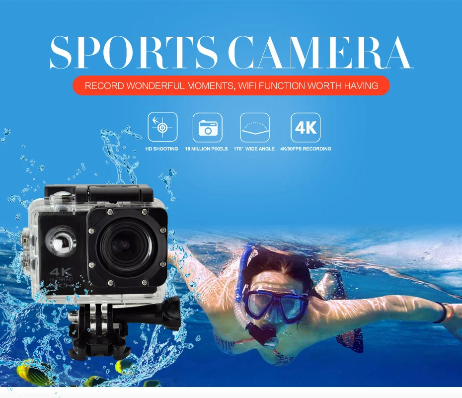 F60R Ультра HD Экшн-камера 4 K 30Fps 16MP Wifi камера 1080 P 60fps Водонепроницаемая камера шлем Велосипедная Камера спортивная видеокамера