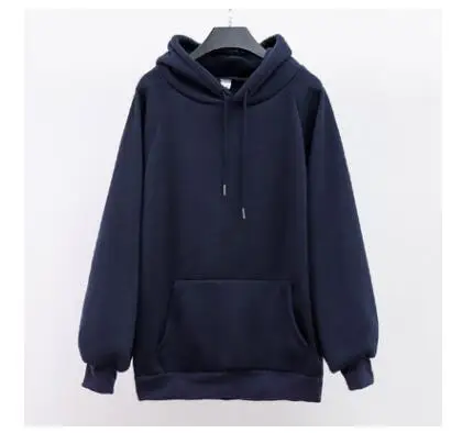 Navy blue Весна-Осень, женская модная Толстовка с длинным рукавом, пуловер с капюшоном, топы с карманами в стиле хип-хоп, одежда для девочек, Теплое повседневное пальто - Цвет: Navy blue