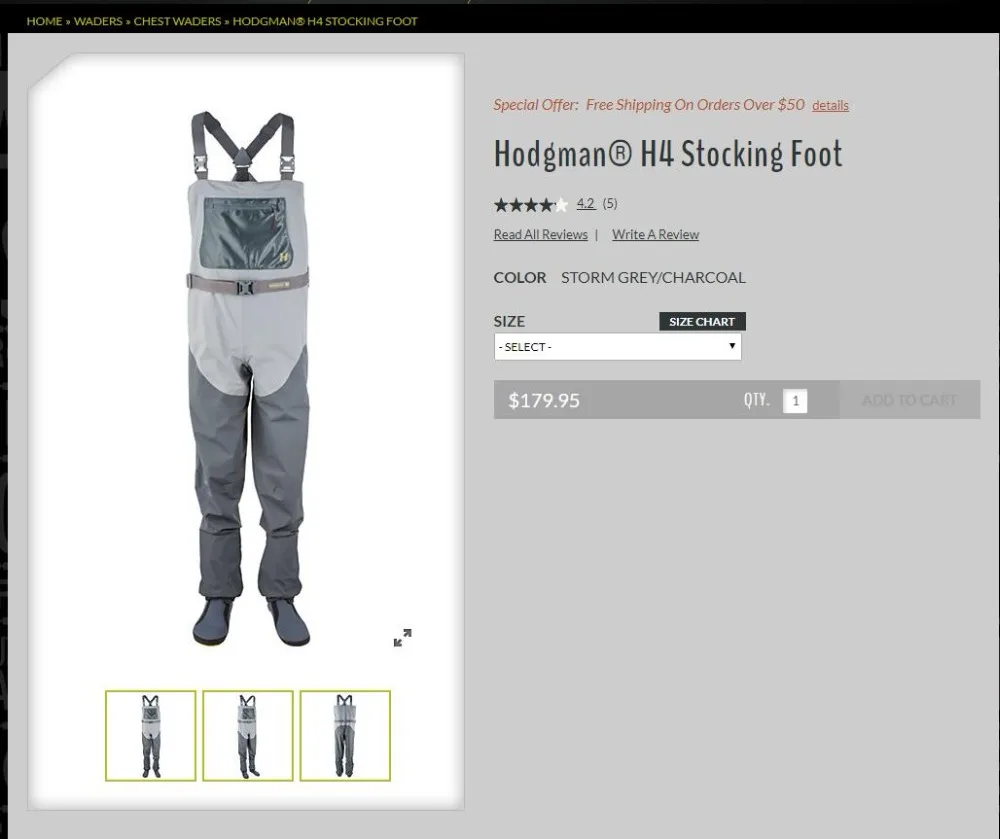 Вейдерсы HODGMAN H4 Stockingfoot Storm Grey Charcoal для горной рыбалки|Одежда рыбалки| |