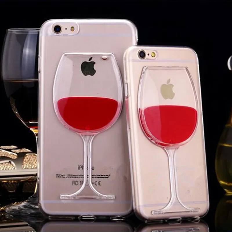Для iphone 7 Case Смешно ТПУ Мягкая Обложка Жидкость бокал Красного вина Mobile phone Protective