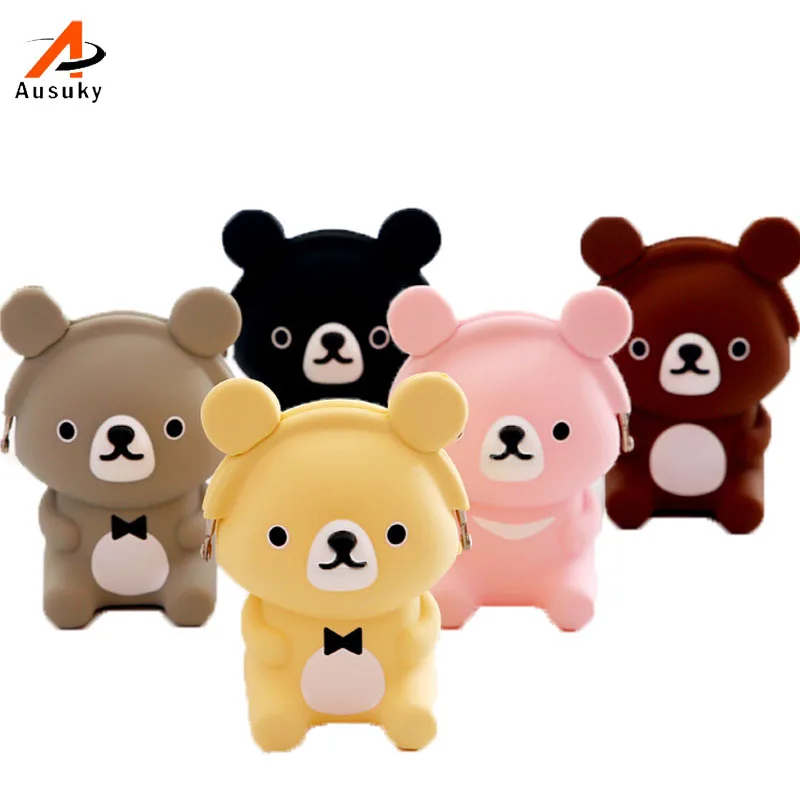 

Fashion Lovely Design Wallets Women Silicone Bear Coin Purse Wallet Portable Lady Card Key Phone Bag Case wholesale-30