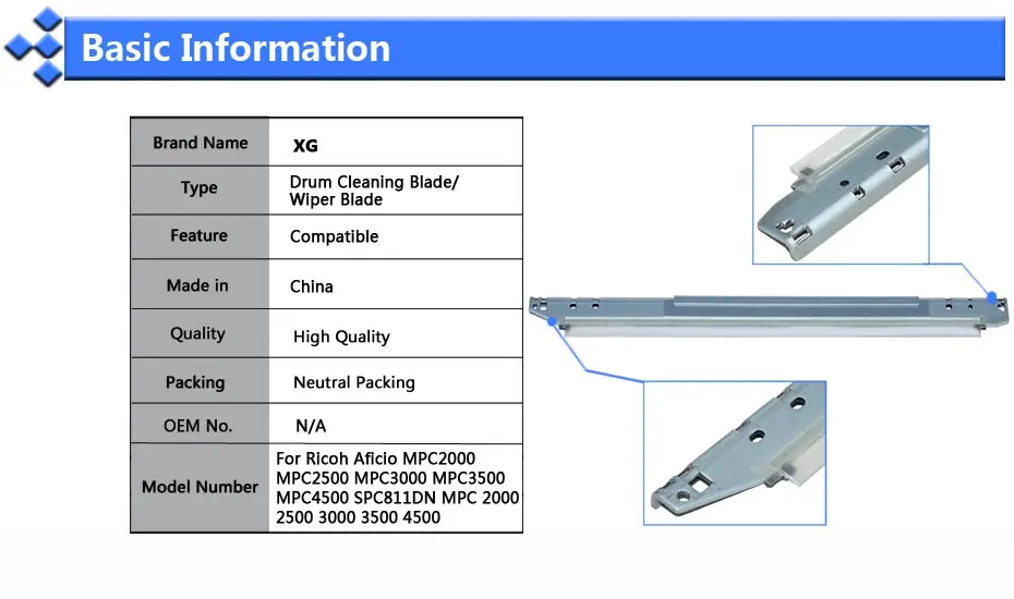 2 шт. совместимые сменные лезвия для очистки барабана Ricoh Aficio MPC2000 MPC2500 MPC3000 MPC3500