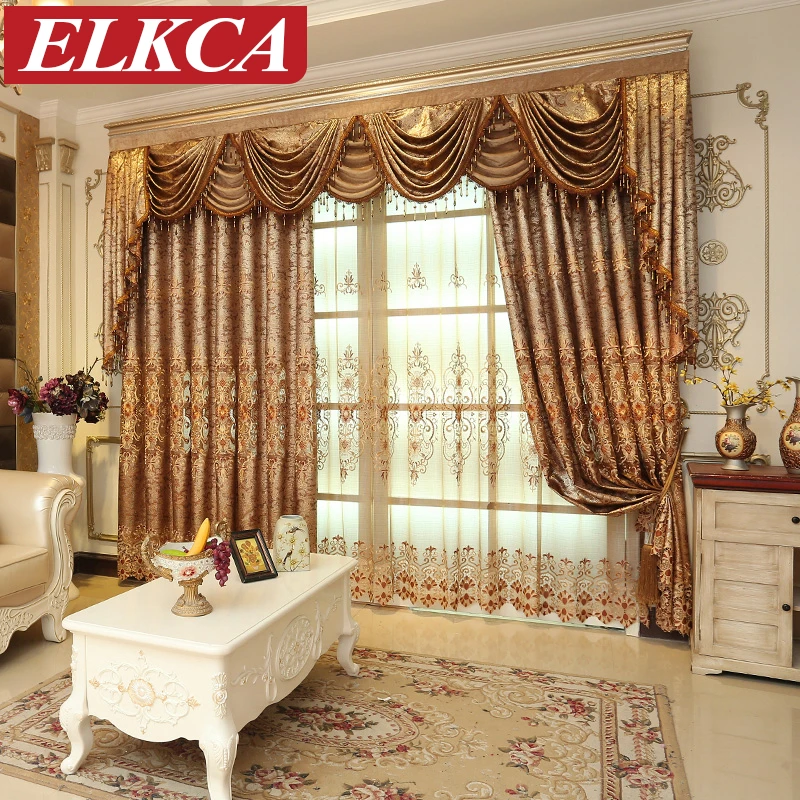 Роскошные европейские вышитые шторы для гостиной кофейные спальни тюлевые из