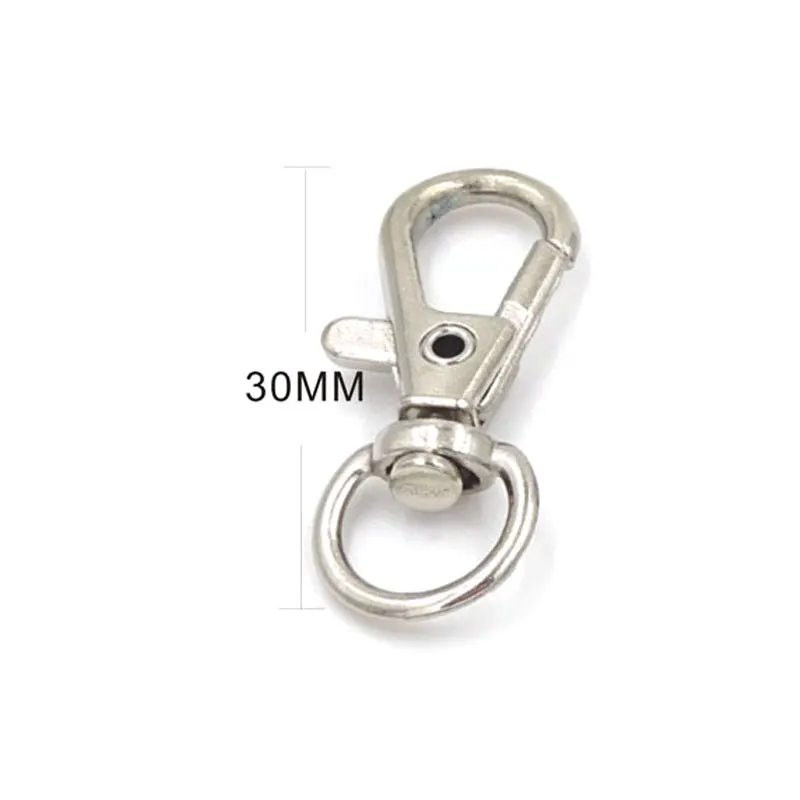 

20pcs Silver Plated Metal Swivel Lobster Clasp Clips Key Hook Keychain Split Key Ring Findings Clasps For Keychains Making 30mm