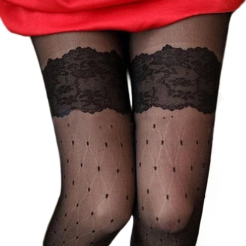 Сексуальные прозрачные кружевные облегающие колготки чулки в горошек для женщин