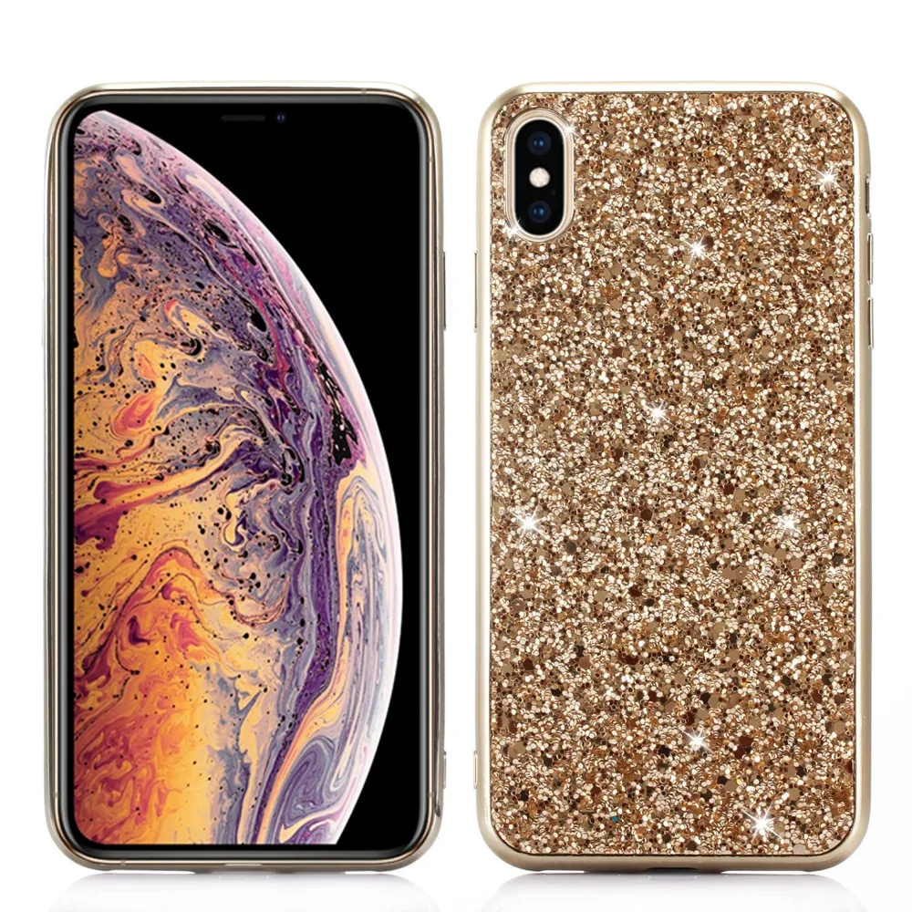 Чехол для телефона iPhone 11 Xs Max Xr блестящий Блестящий жесткий чехол с блестками 7 8