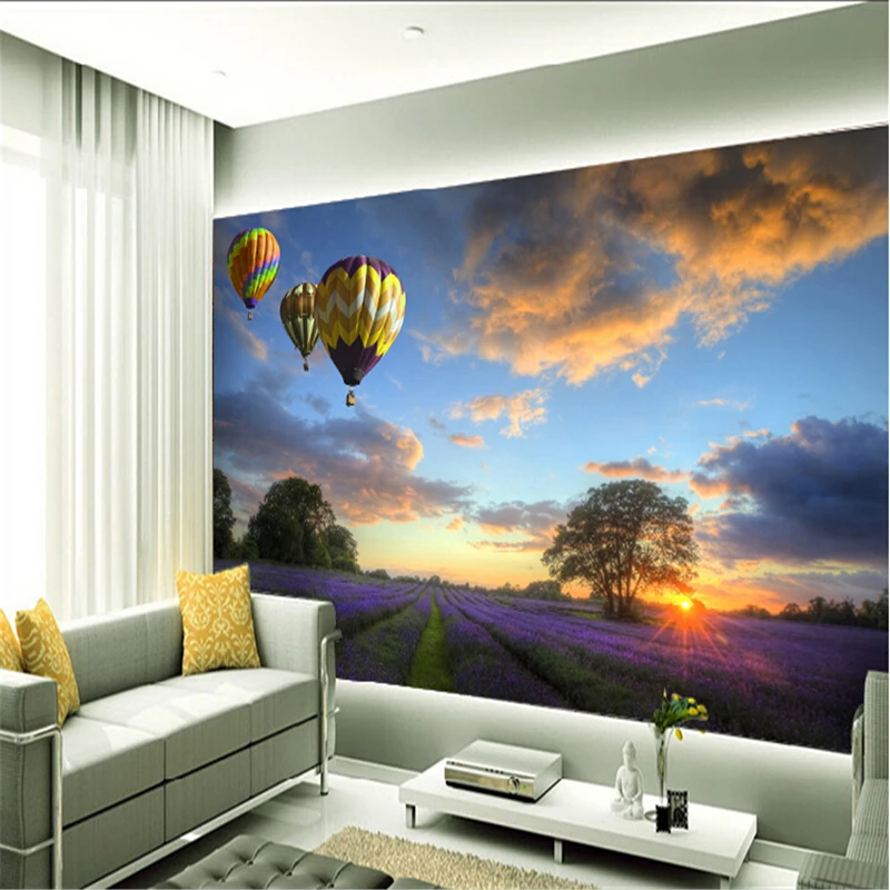 3d фото обои Современные Натуральные фиолетовые Лавандовые на оригинальном