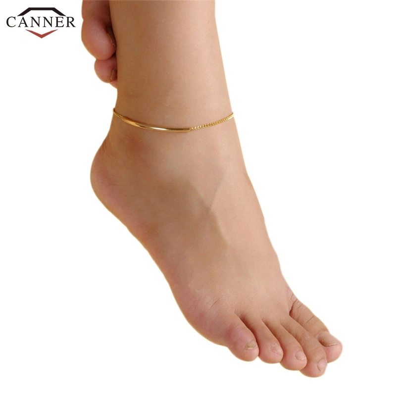 Браслет на лодыжку Женский простая цепочка под золото и серебро Металлический