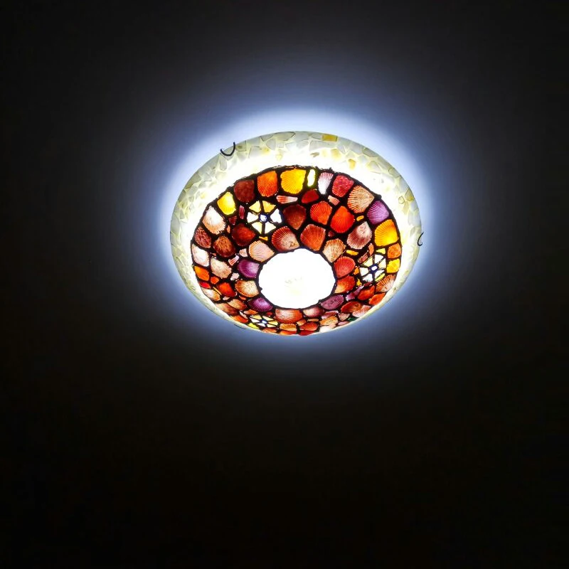 Тиффани Shell лампа для крыльца веранды Кухня Цветной потолок светильник