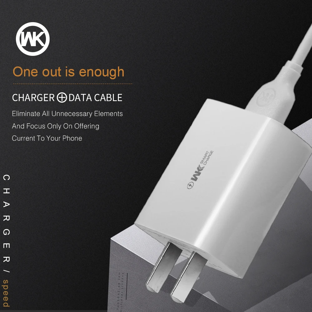 WK 2.1A USB быстрый адаптер для мобильного телефона зарядное устройство iPhone X XS Max 6 7 8