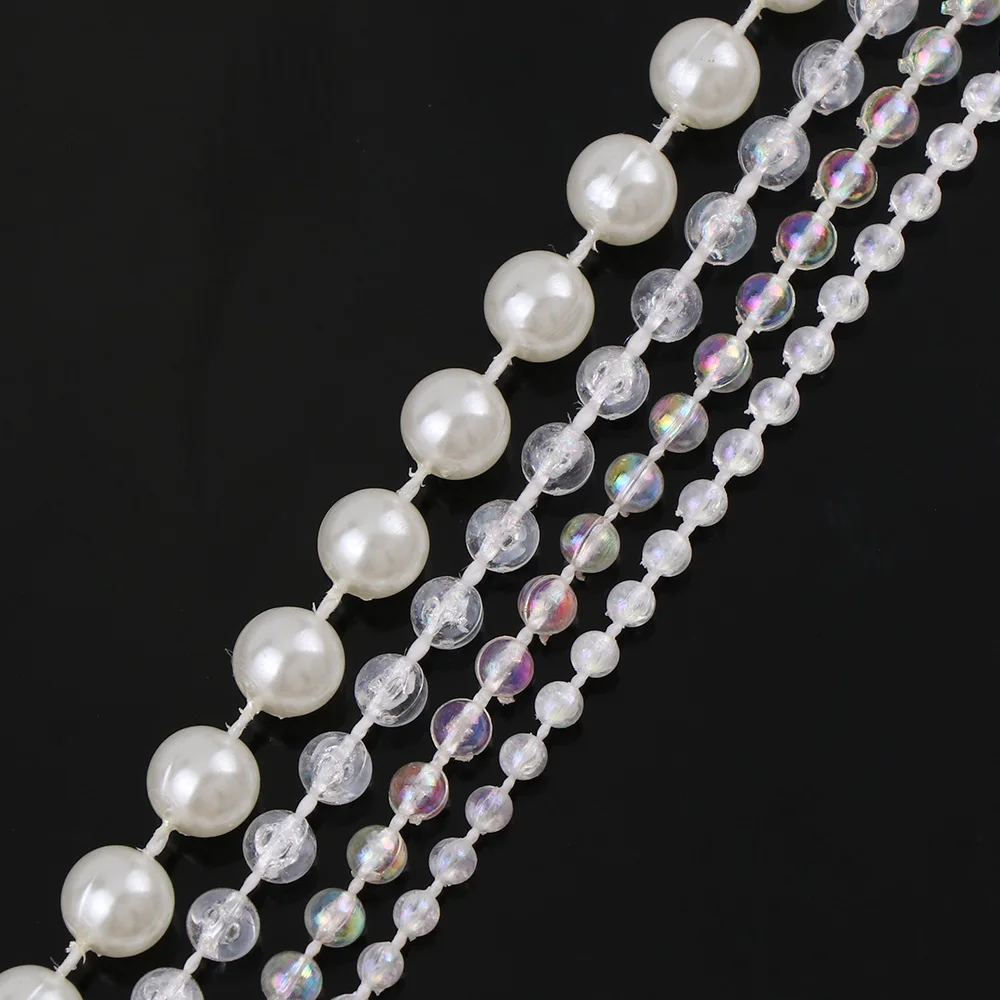 Прозрачная Круглая жемчужная цепочка AB цвета слоновой кости 1 метр отделка из