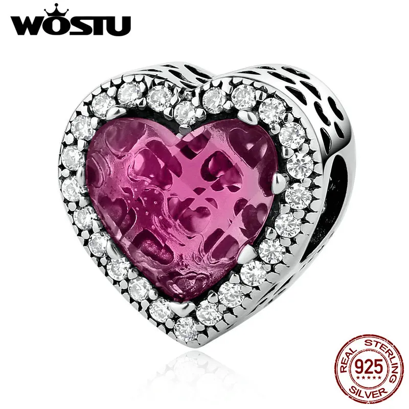 Real 100% 925 Sterling Silver Dazzling Radiant Heart Shape Charm Beads Fit Original Bracelet Wedding Jewelry | Украшения и