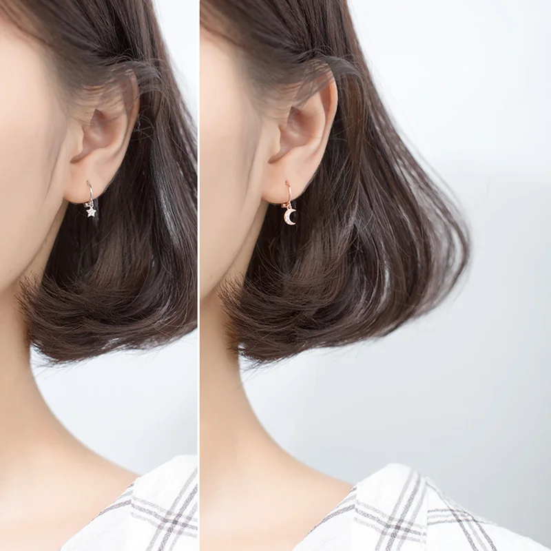Trusta 925 Solid Sterling Silver Earrings Women Fashion Heart/Star Small Love Stud Ear Clip Jewelry Gift for Teen Girls DS904