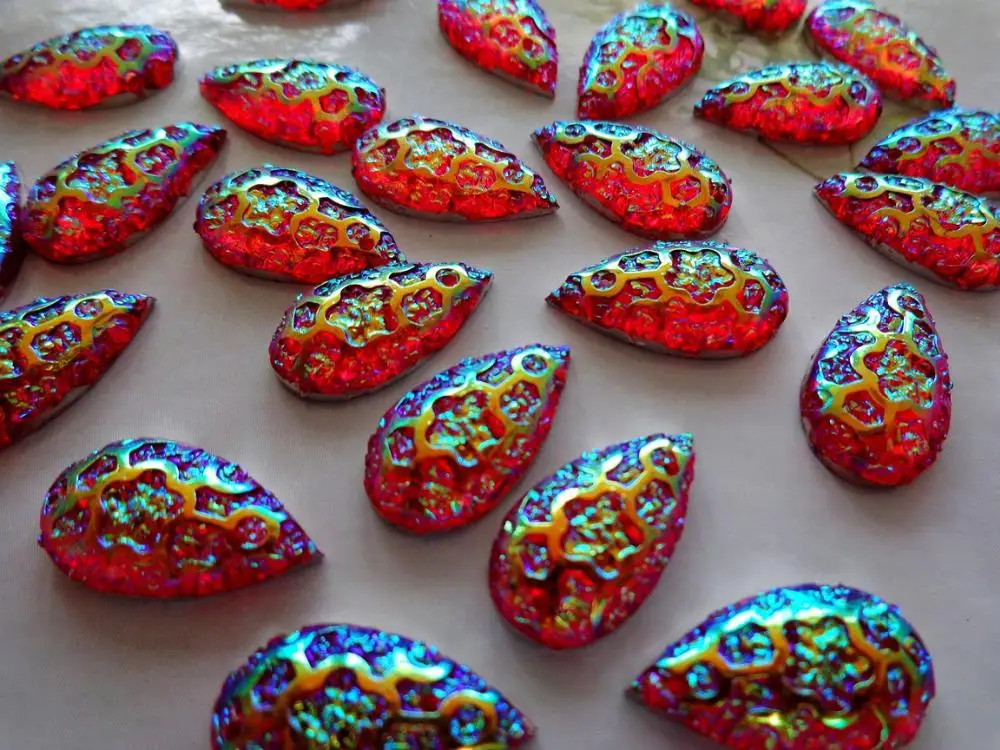 Бесплатная доставка Пришивные Кристальные Стразы красные камни AB 10*18 мм в форме